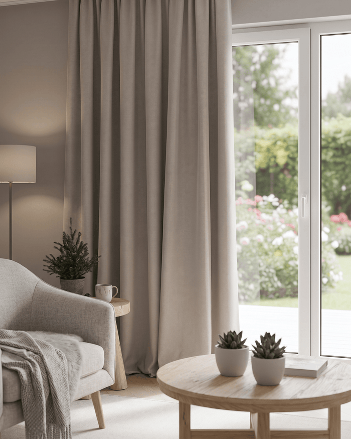 NOVA – mörkläggande wavegardin, ljusbeige – mørklægningsgardin